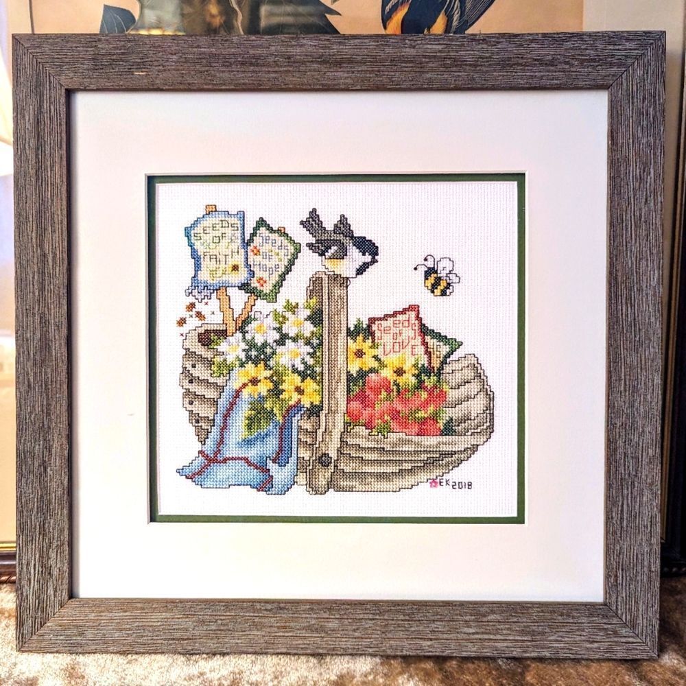 Needlepoint Framed and Wired Seeds of Faith